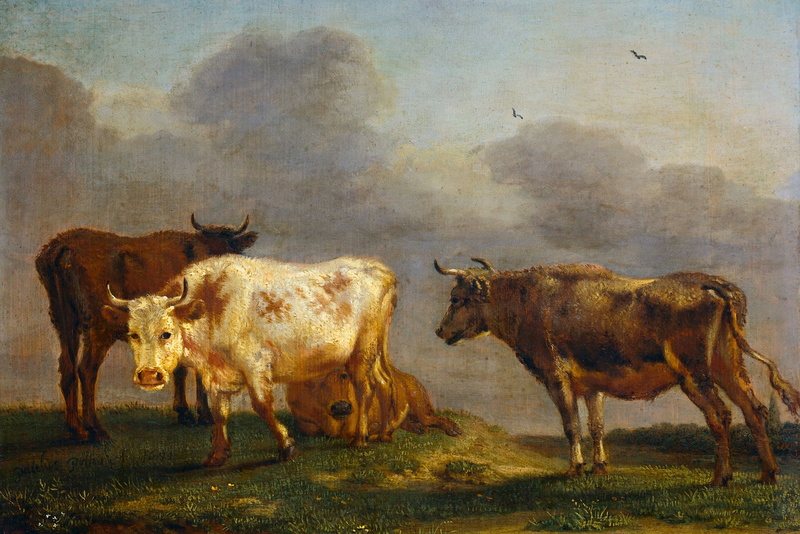 cow, classical art, 4K, artwork, painting, animals