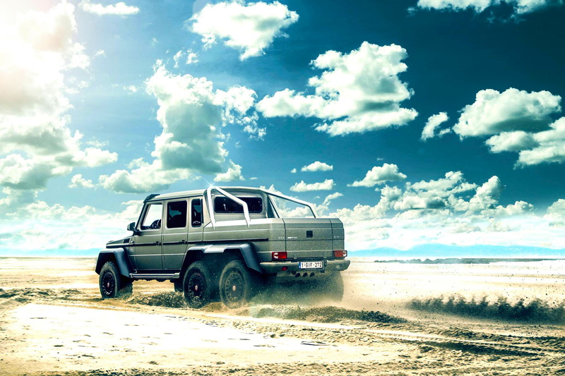 AMG, Sun, All-terrain vehicles, Rear, G63, Beach, 6x6, Mercedes-Benz, Clouds, 1080P