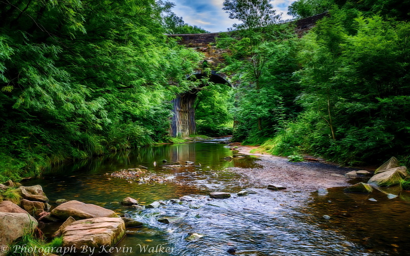 2K, green, beautiful, river, acacia, clear, trees, bridge, leaves, water, england, hd, stone, stones
