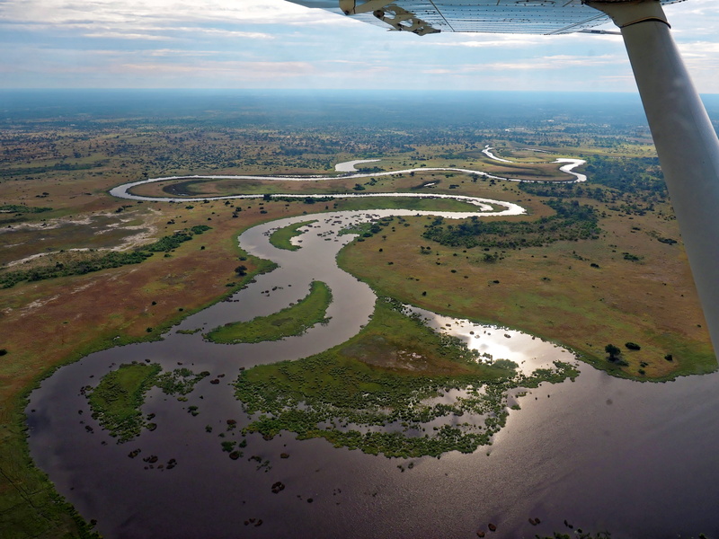 aerial view, airplane, transportation, beauty in nature, travel, landscape, land, okavango delta, water, 4K, cloud - sky, no people, scenics - nature