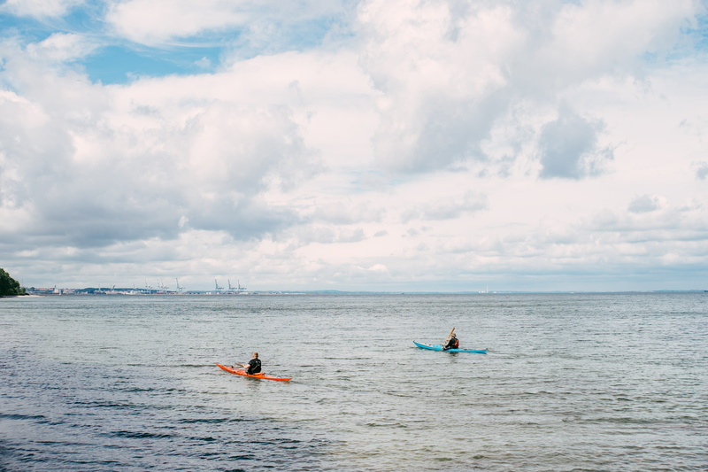 man, outdoor, tourism, lifestyle, cloud - sky, aarhus, sea, people, paddle, real people, summer, nature, denmark, sport, nautical vessel, kayaker, horizon