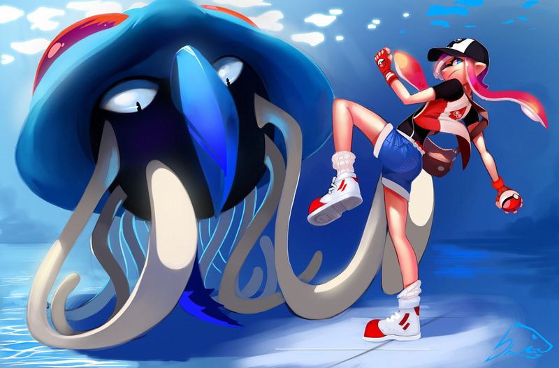 Splatoon, 1080P, Girl, Tentacruel (Pokémon), Crossover, Pokémon, Anime, Inkling (Splatoon)