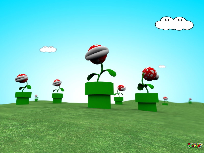 zombies, application, game, vs, plants, Piranha Plant, Mario, Digital Art, 720P