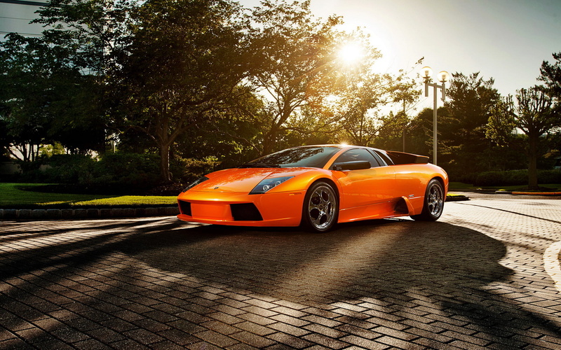 1080P, sunlight, Lamborghini Murcielago, Blik, plant, sports, motor vehicle, transportation, the sun, supercar, luxury, road, outdoors, street, yellow