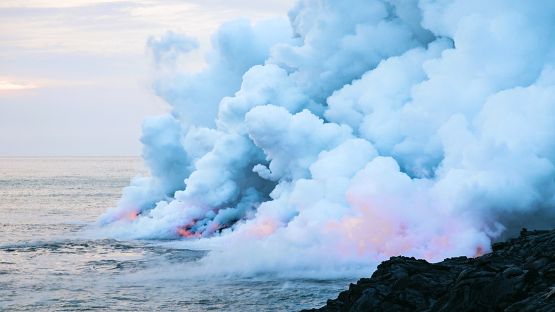 public domain, motion, states, sky, volcano, day, water, smoke - physical structure, Hawaii, Volcanic, kalapana, photos, heat - temperature, physical geography
