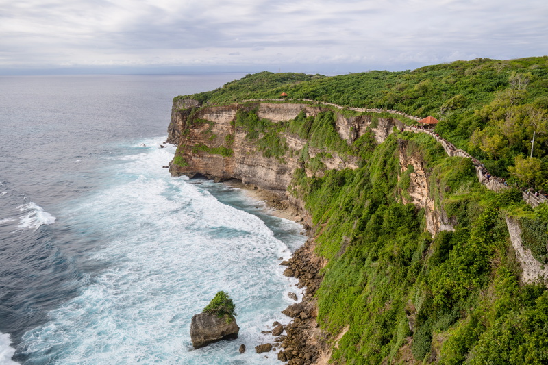 covered, beach, next, water, scenics - nature, indonesia, formation, nature, eroded, bali, ocean, rocky coast, sky, 5K, rock, cloud - sky, outdoors, temple