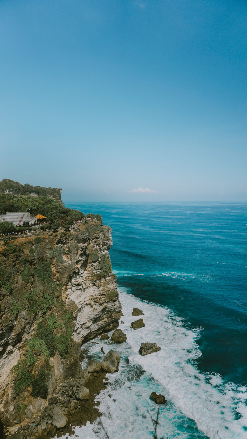 blue, beauty in nature, scenics - nature, rocky coastline, day, bali, nature, no people, turquoise colored, water, Uluwatu Temple, beach, rock, horizon