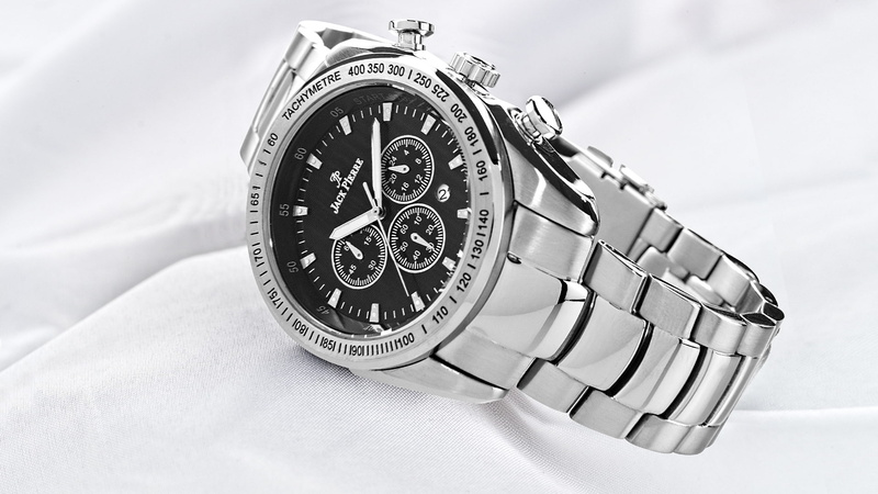 metal, Jack Pierre, black, 1080P, watch, seilver, white