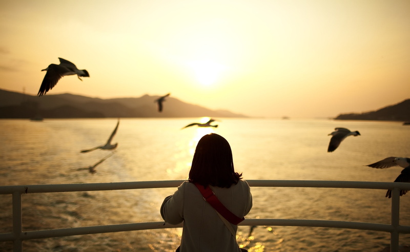 2K, Sunset, Cute, Watching, Girl