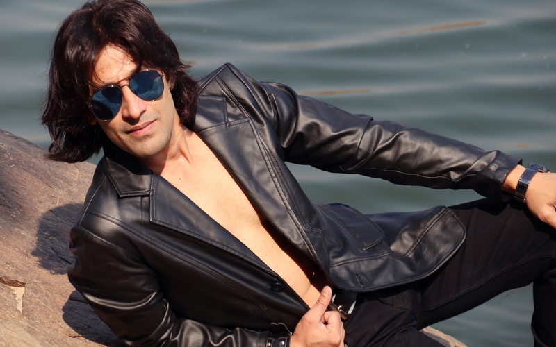 rajkumar patra, actor, Bengali actors, model, sensual gaze, 2K, Fashion model, street style, long hair, men with glasses, sun rays, fashion, Blazer
