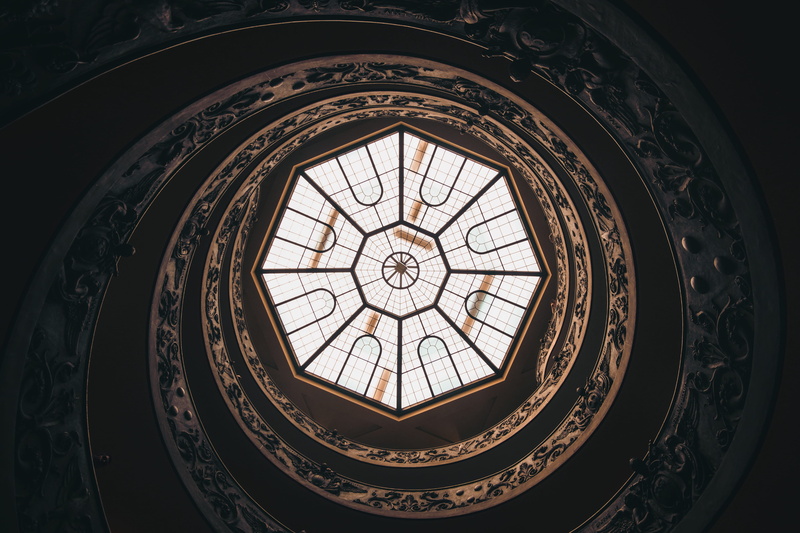 pattern, up, window, symmetry, arch, dome, staircase, circle, europe, decoration, rome, art, spirituality, ceiling, architecture And Buildings, built Structure
