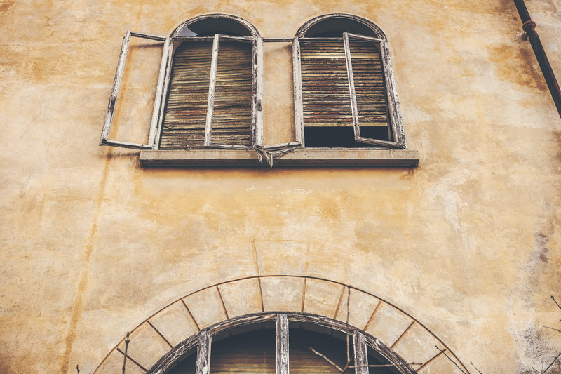 outdoors, brown, yellow, low angle view, grate, house, window, old, the past, architecture, fujifilm, rusty, history, travel, framed, facade, golden, windows