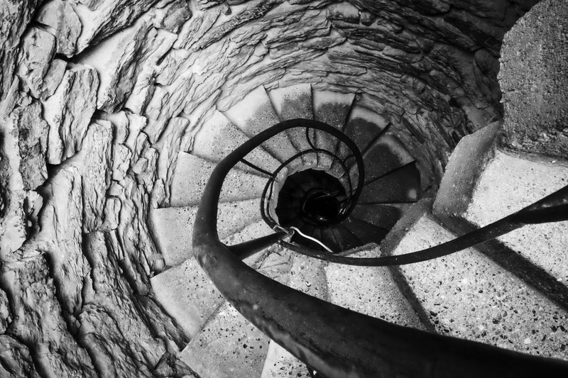 rocks, italy, bw, symmetry, fujifilm, rock, architecture, circle, geometric shape, no people, old, staircase, high angle view, spiral, tower, 4K, xt10