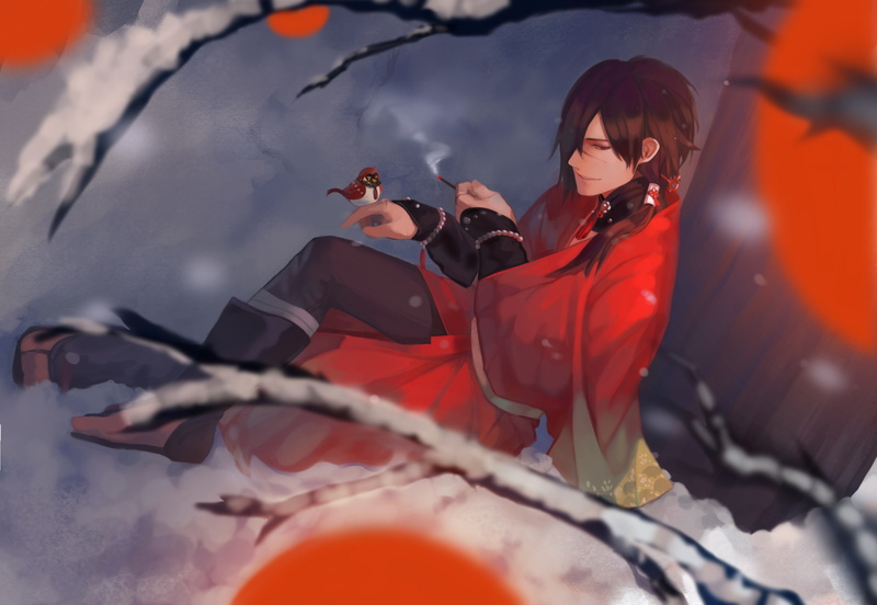 dramatical murder, mode of transportation, sport, helmet, 1080P, nature, adult, adventure, tree, men, smiling, protection, cold temperature, transportation