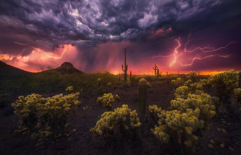 Lightning, dramatic sky, Photography, no people, 720P, scenics - nature, environment, ominous, power in nature, landscape, storm cloud, sunset, beauty in nature