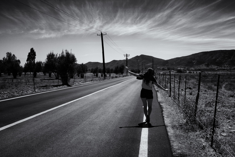 baja, mexico, girl, transportation, explore, road marking, roaming, leisure activity, woman, mountain, walking, marking, direction, outdoors, balance, day