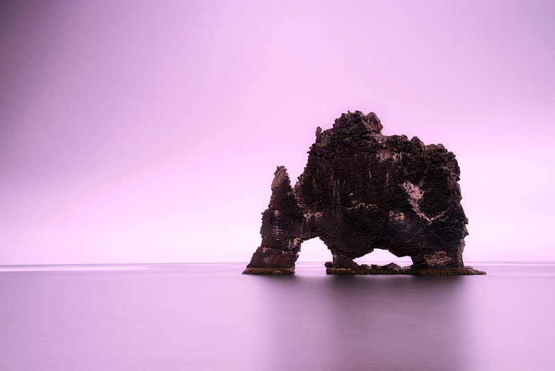 art and craft, dusk, dawn, mammal, backlit, representation, water, rock formation, reflection, copy space, 1080P, animal wildlife, pink color, sea, outdoors