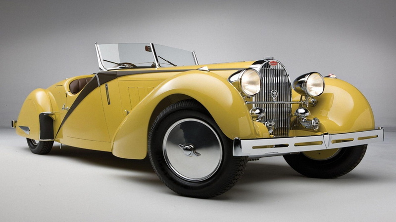 yellow, 1080P, cars, bugatti, roadster, type
