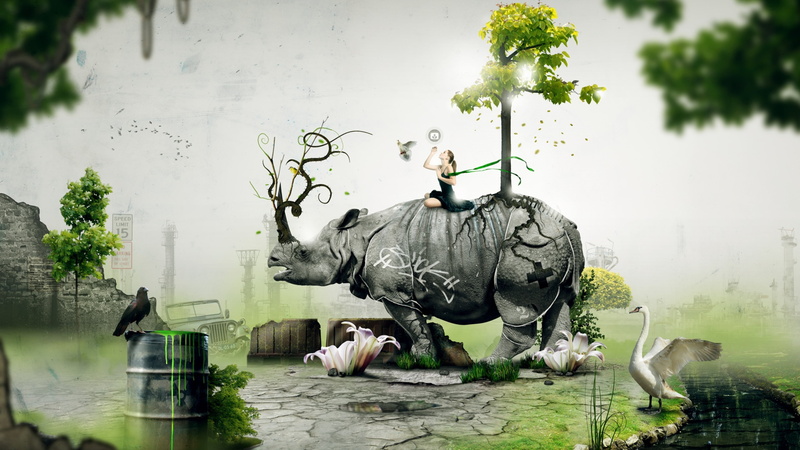 outdoors, mammal, waterfront, people, wet, artist, plant, nature, representation, vertebrate, water, elephant, hippopotamus, 4K, animals, sculpture, lake