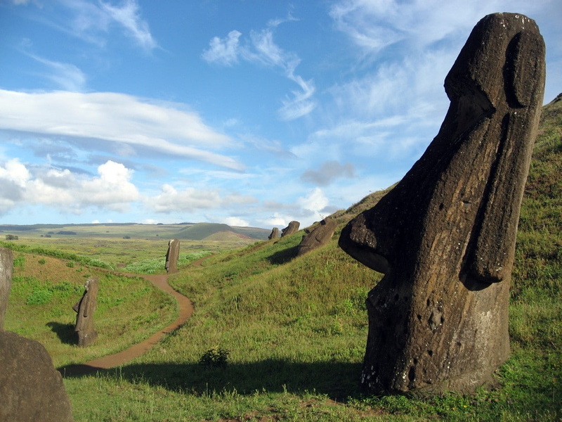 Easter Island, landscape, statue, clear sky, island, 480P