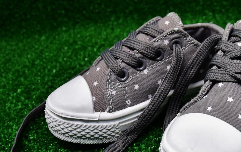 photography, grass, black color, fashion, small, sneaker, pair, shallow, canvas shoe, gray, outdoors, sneakers, nature, chucks, cute, plant, fabric, close-up