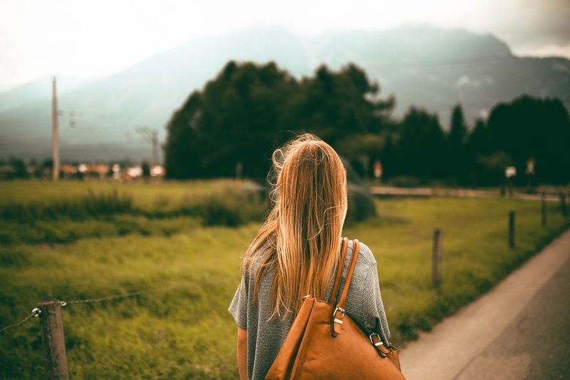 road, bag, 1080P, back, girl