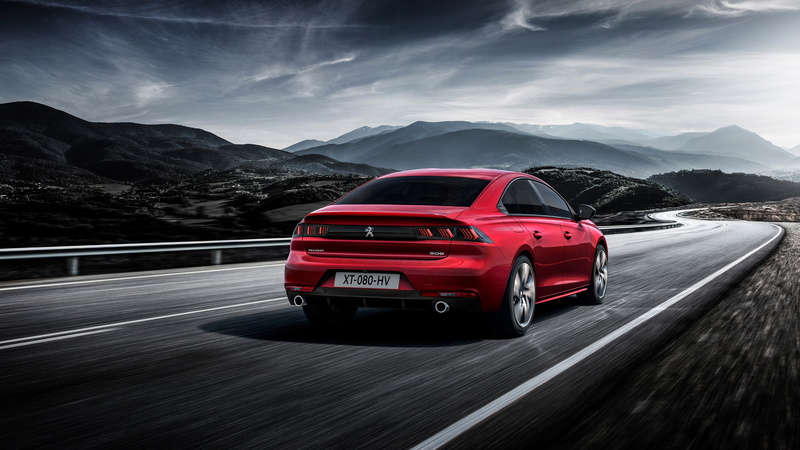 back view, peugeot 508, Vehicle, 4K, luxury cars, road, red
