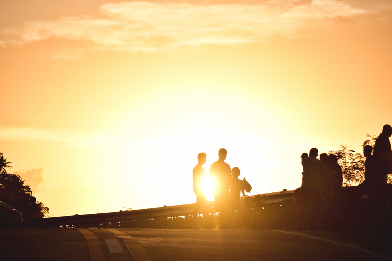 car, bright, sidewalk, looc road, philippines, sunlight, land vehicle, people, transportation, sky, sun, architecture, orange color, real people, cloud - sky