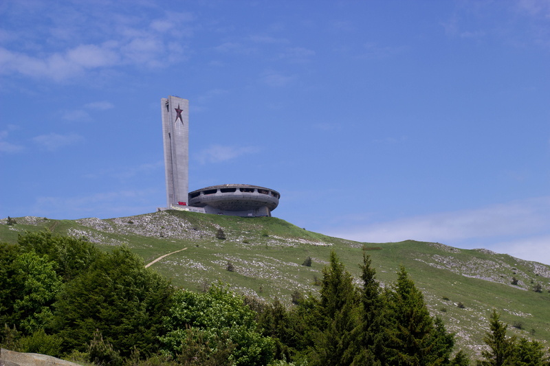 architecture, monument, bulgaria, scenics - nature, blue, tree, travel destinations, construction, plant, beauty in nature, sculpture, low angle view, balkan