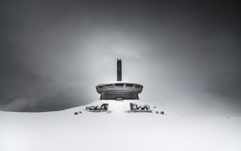 winter, 1080P, building, photography, Bulgaria, architecture, Buzludzha Monument, Bunker, snow