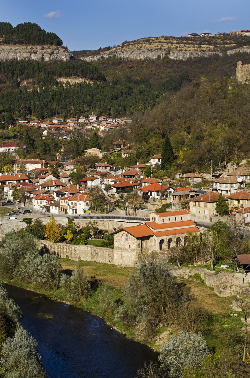 stone wall, townscape, building, water, plant, connection, river, tree, residential district, city, blue, fortress, cliffs, town, mountain, bulgaria, bridge