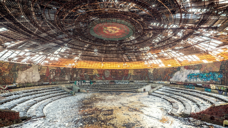 abandoned building, colors, dirt, ruins, Buzludzha Monument, 1080P