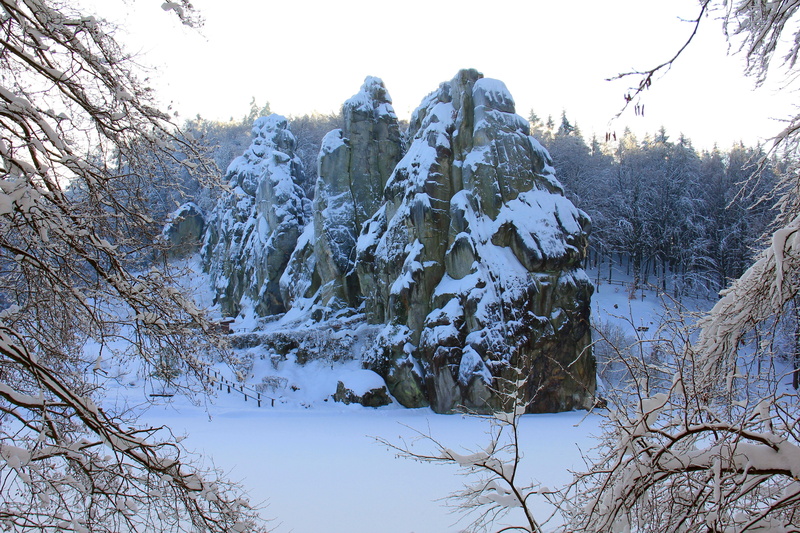 mystical, nature, stones, sky, land, covering, clear sky, scenics - nature, white color, snowcapped mountain, day, tree, Rock, non-urban scene, beauty in nature