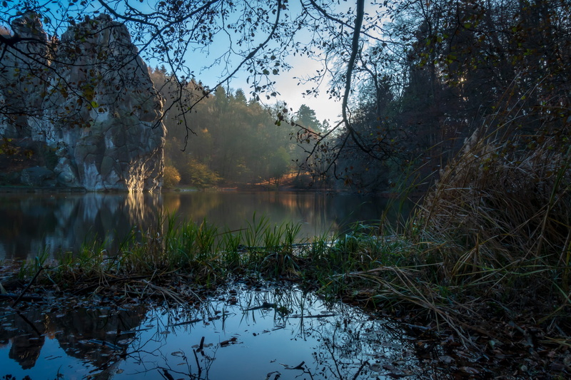 tourism, idyllic, day, scenics - nature, tranquil scene, non-urban scene, stone formation, stones, 2K, outdoors, germany, no people, forest, reflection