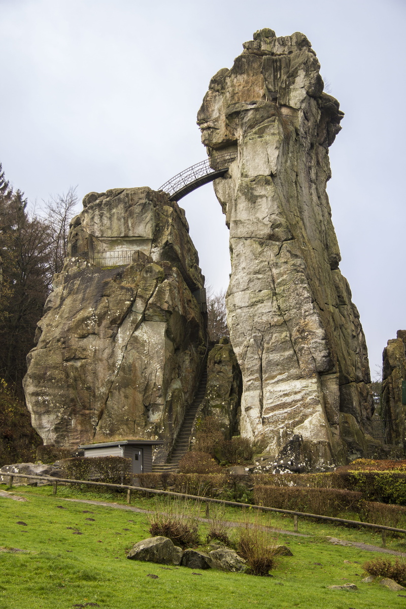 grass, solid, history, land, rock, beauty in nature, outdoors, autumn, no people, plant, animal themes, rock - Object, Externsteine, mountain, famous Place
