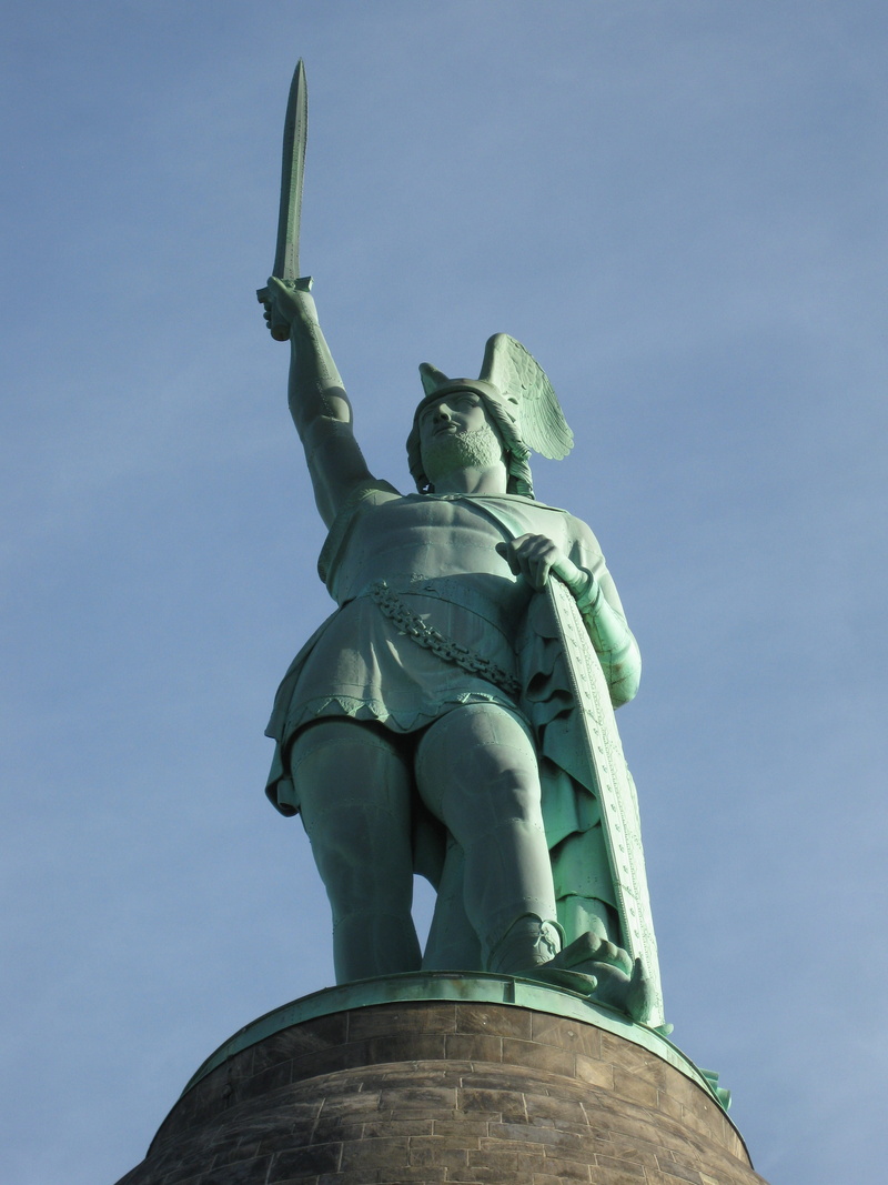 clear sky, day, representation, hermann memorial, outdoors, art and craft, no people, travel, travel destinations, teutoburg, turquoise colored, architecture