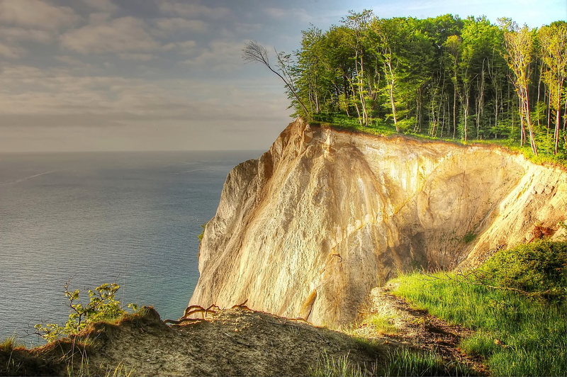 scenics, tranquility, mountain, near, rock formation, tranquil scene, Sea, Denmark, landmark, mood, rock - Object, horizon over water, Baltic Sea, cloud - sky