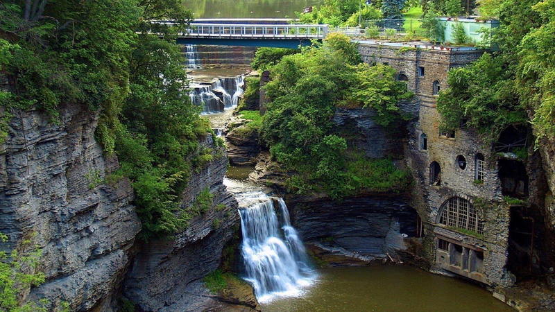 architecture, plant, long exposure, rock - object, flowing water, scenics - nature, rock, nature, solid, outdoors, no people, river, 1080P, day, ithaca