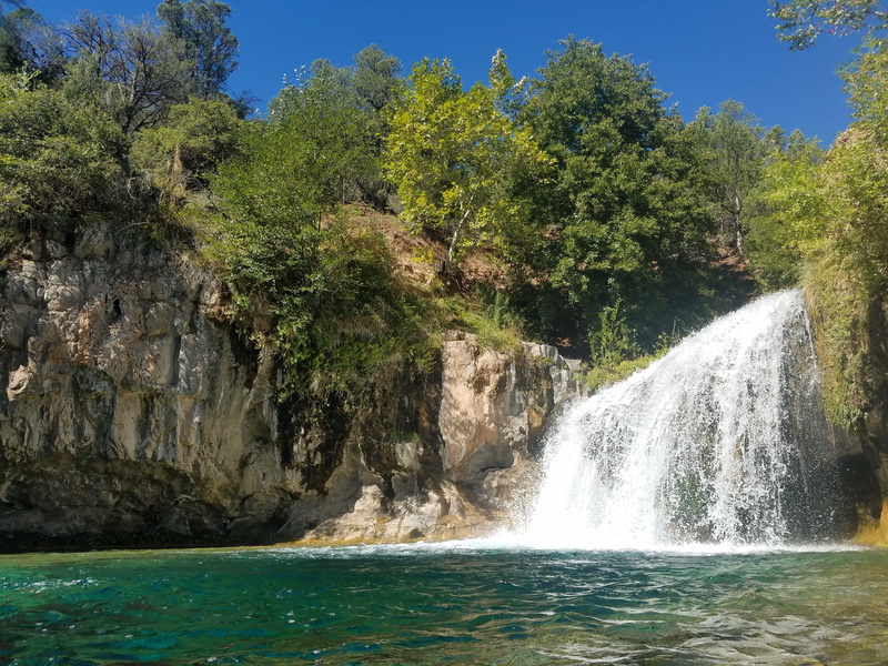 outdoors, plant, falling water, day, tree, blurred motion, turquoise, 4K, forest, united states, power in nature, scenics - nature, rock, waterfront, trees