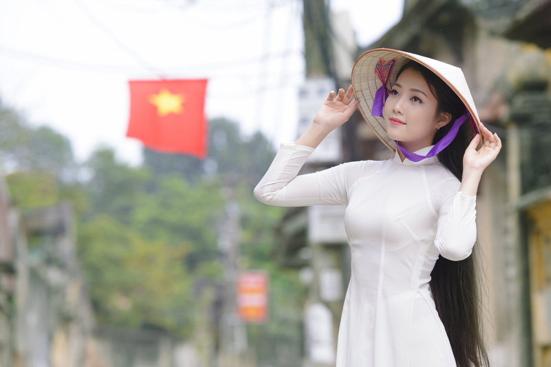 Asian Conical Hat, Ao Dai, Girl, Asian, Women, Vietnamese, 1080P