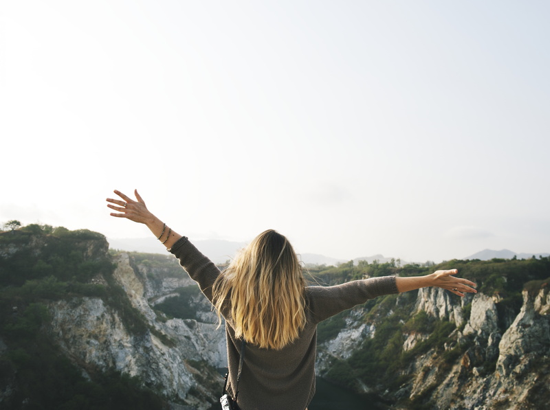 Fresh, Nature, Hobby, recess, Peaceful, sky, adult, Serene, long, rear view, standing, Woman, human limb, tourism, Vacation, limb, Relax, leisure activity