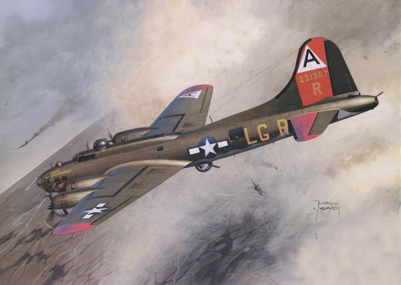 heavy, WW2, 1080P, American, bomber, dogfight, art, aircraft, Boeing B-17 Flying Fortress, figure, the sky, four-engine