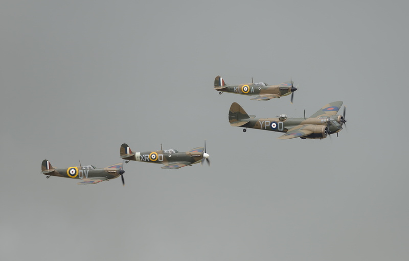 The British, militants, light bomber, Bristol Blenheim Mk I, Royal air force, Supermarine Spitfire Mk I, 4K, the sky, flight