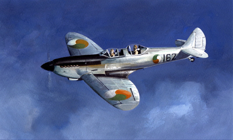 pilots, Spitfire, the sky, figure, the second world, British, 2K, art, fighter