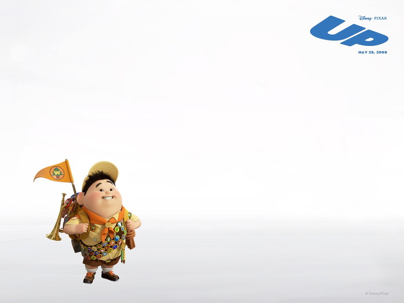 Russell (Up), 720P, child, Pixar, female likeness, nature, Up (Movie), childhood, day, communication, text, smiling, Movie, representation, full length
