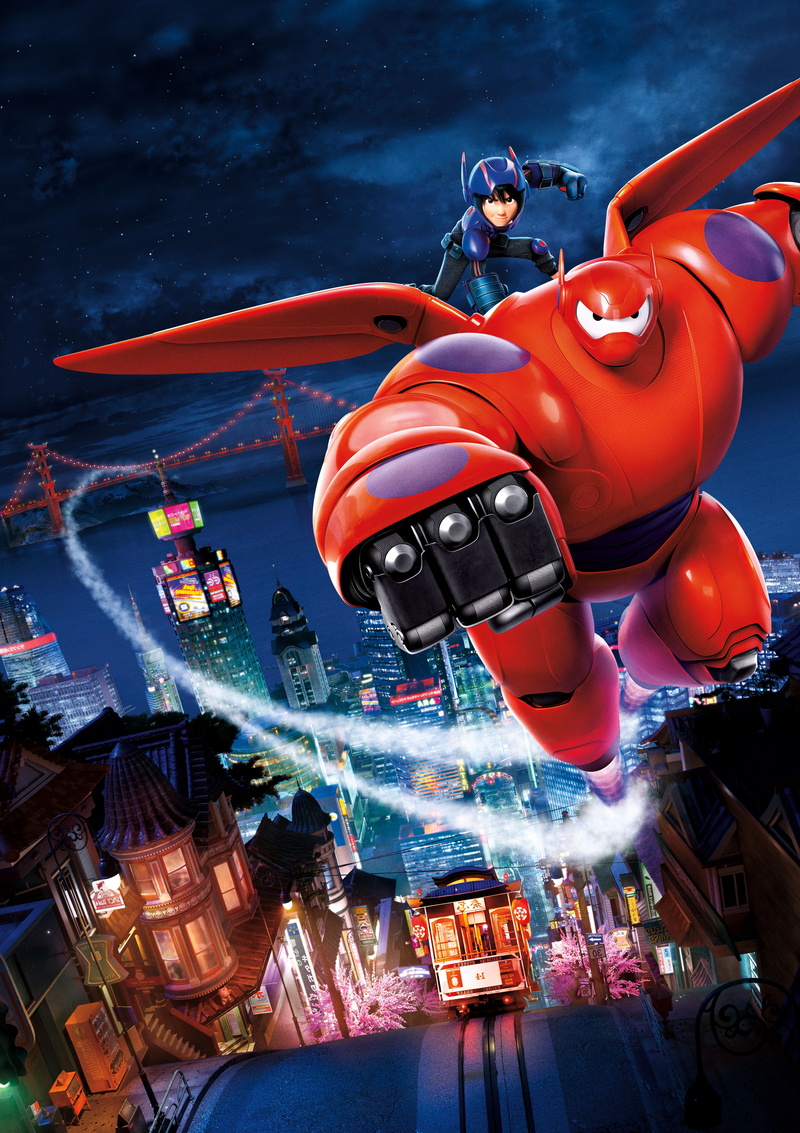 outdoors, high angle view, business, movies, city, helmet, sport, architecture, transportation, Baymax (Big Hero 6), headwear, Pixar Animation Studios