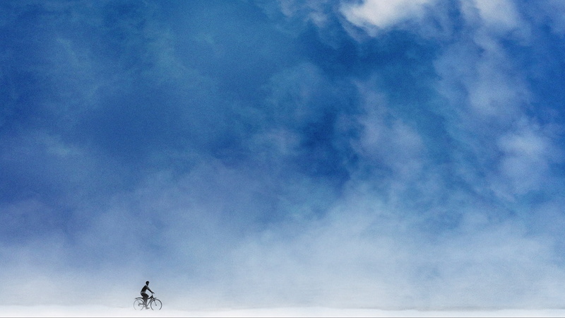 sergey fett, bycicle, cloud, white, :-), blue, 2K, minimalism, silhouette