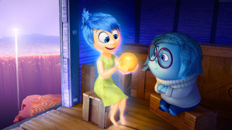 best movies of 2015, human representation, domestic room, glowing, table, toy, childhood, Inside out, blue, indoors, illuminated, lighting equipment, cartoon