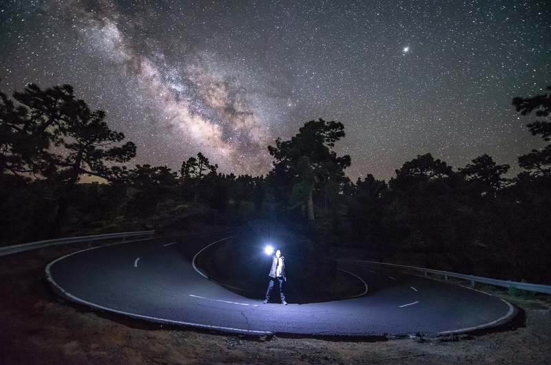 night photograph, universe, night sky, star, light, night, astronomy, nature, transportation, road, standing, loop, milky way, tree, scenics - nature, keep