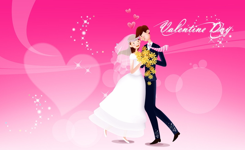 standing, bridal couple, valentine, bridegroom, 1080P, happy valentines day, full length, adult, fashion, groom, s, colored background, happiness